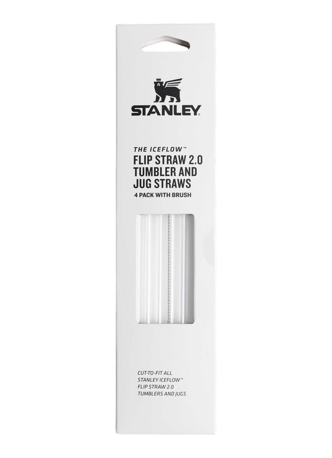 Stanley Flip Straw 2.0 & Tumbler rietje set van 4 met reinigingsborstel - voorkant transparant