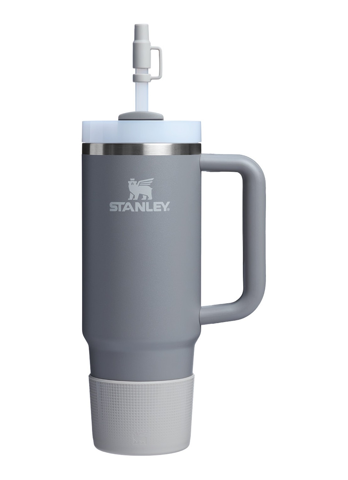 Stanley The Quencher® bekerhoes en rietjes dop 3-delig - voorkant grijs
