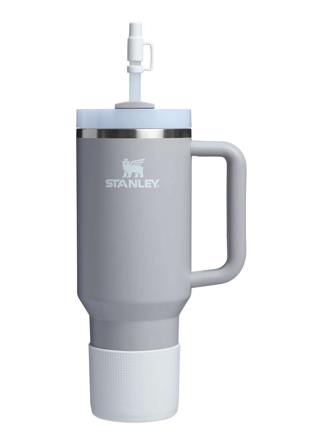 Stanley The Quencher® bekerhoes en rietjes dop 3-delig - voorkant 2 lichtgrijs