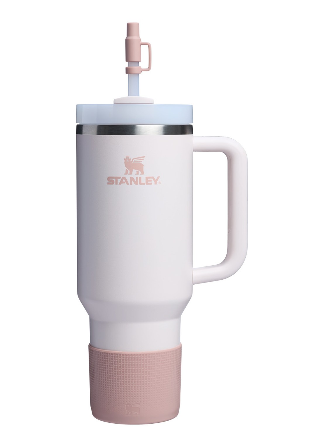 Stanley The Quencher® bekerhoes en rietjes dop 3-delig - voorkant 2 zalmroze