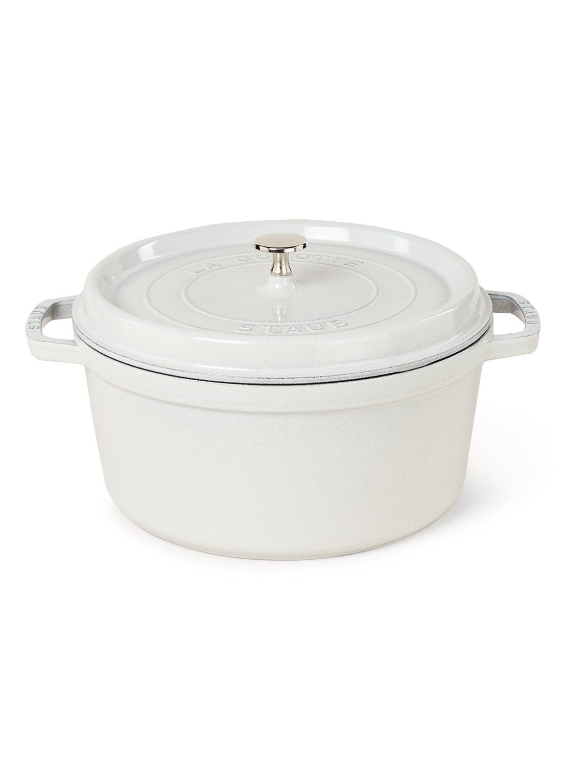 Staub Cocotte braad-/stoofpan Ø28 cm - voorkant 2 lichtgrijs