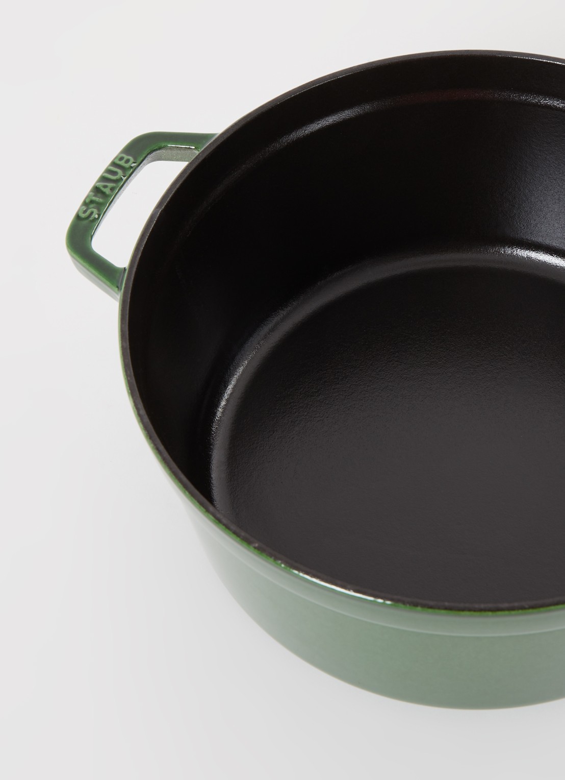 Staub Cocotte braadpan 26 cm  - detail groen
