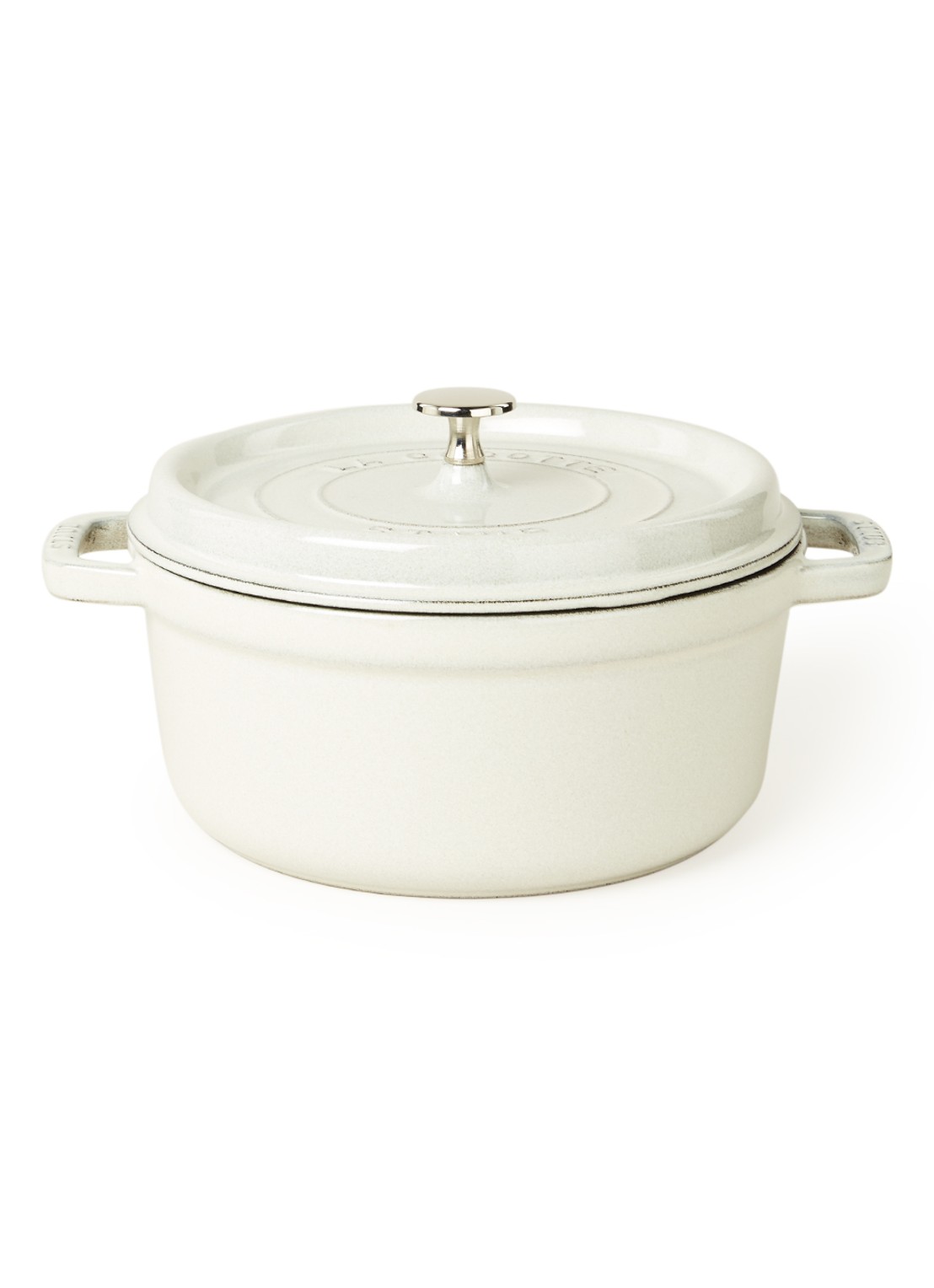 Staub Cocotte Ronde braadpan 24 cm - voorkant 2 lichtgrijs
