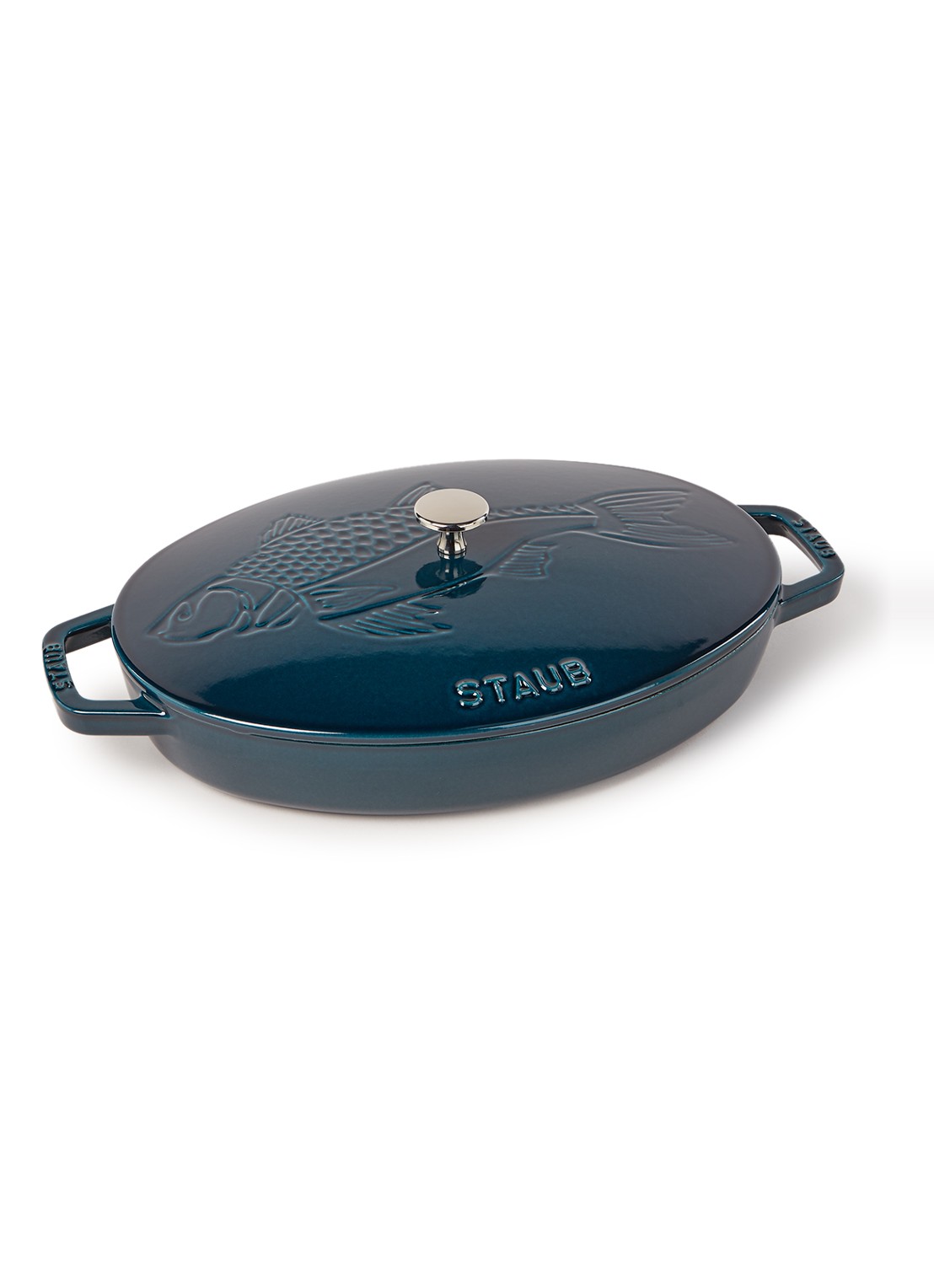 Staub La Mer vispan ovaal 33 cm - voorkant zeegroen
