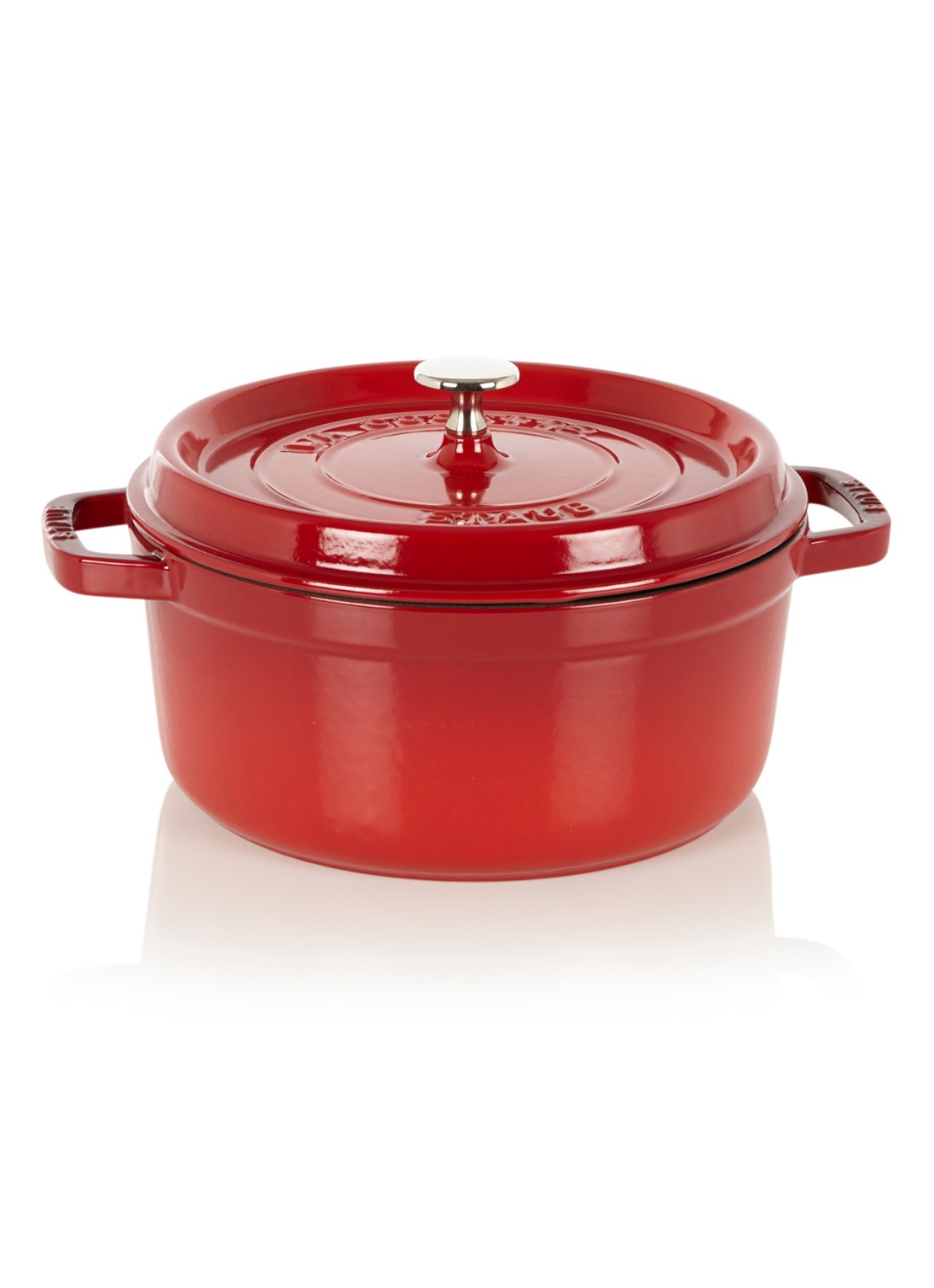 Staub Ronde Cocotte Ø24 cm - voorkant kersenrood