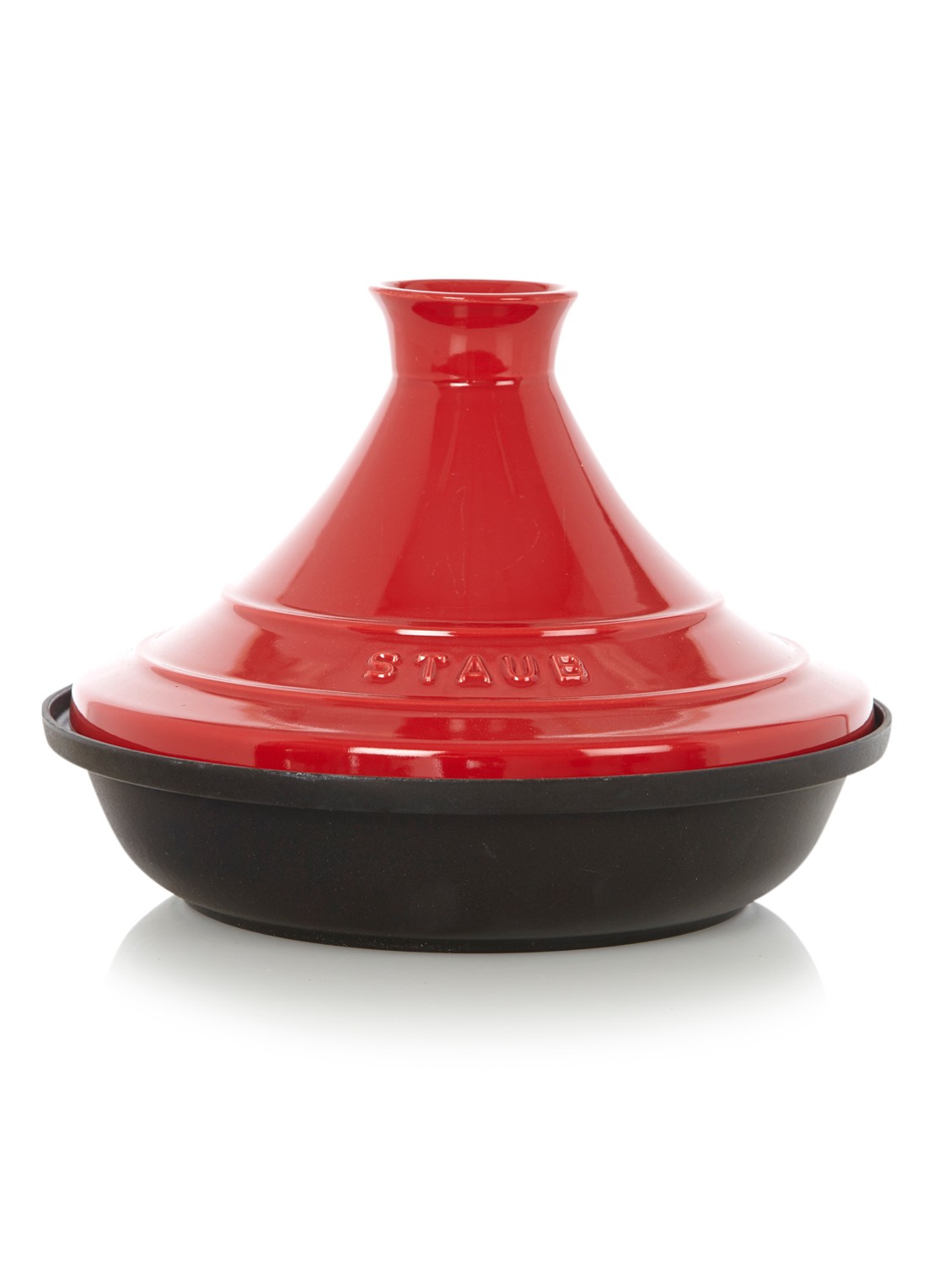 Staub Tajine 28 cm - zwart-kersenrood - voorkant kersenrood