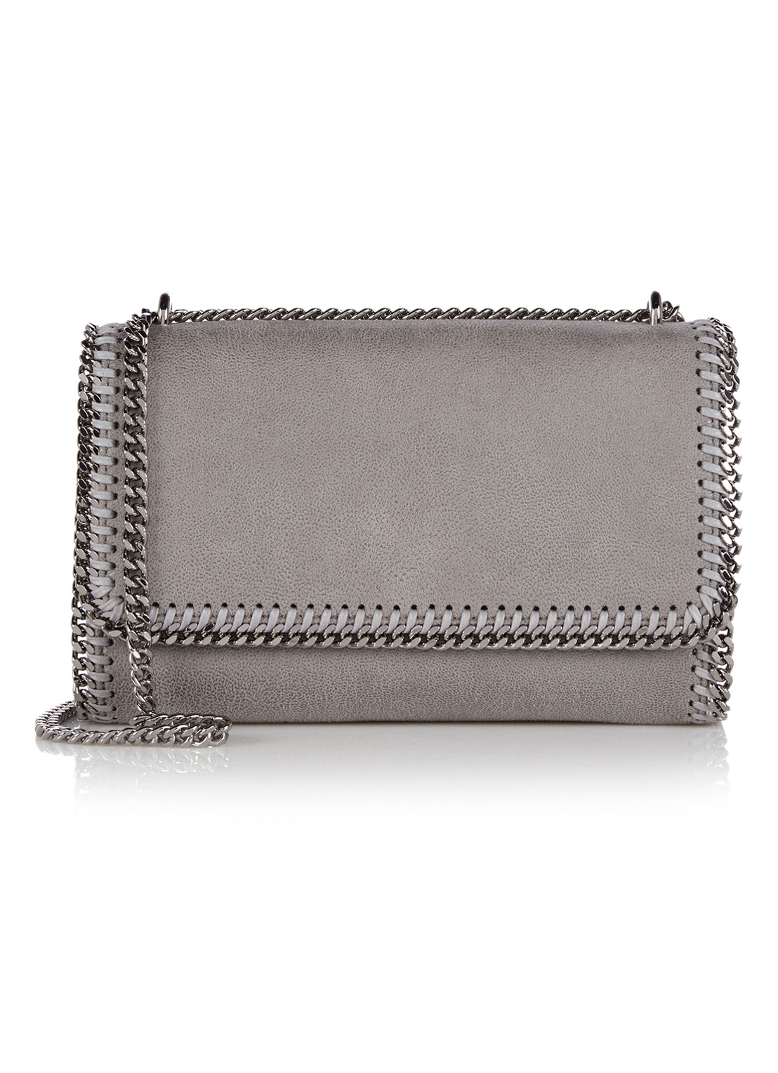 Stella McCartney Falabella Fold Over crossbodytas van ecoleer - voorkant lichtgrijs