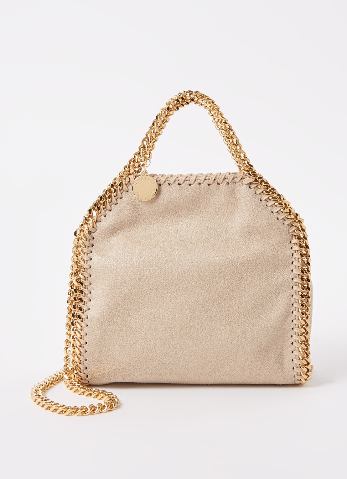 Stella McCartney Falabella Tiny handtas met ketting - voorkant 4 beige