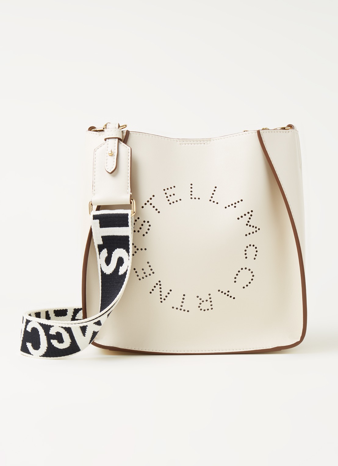 Stella McCartney Stella Logo crossbodytas van ecoleer - voorkant gebroken wit