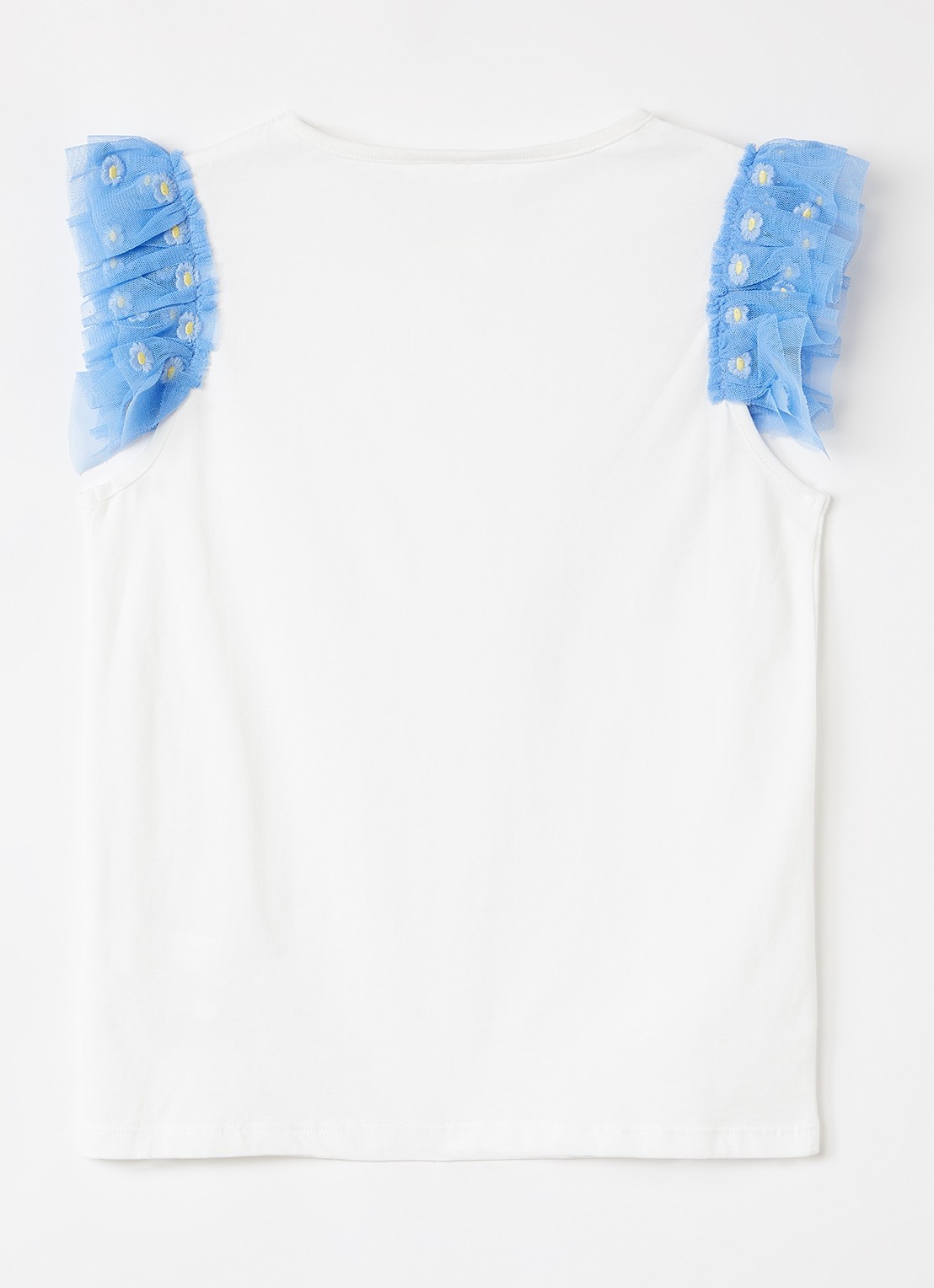 Stella McCartney T-shirt met tule - voorkant 2 gebroken wit