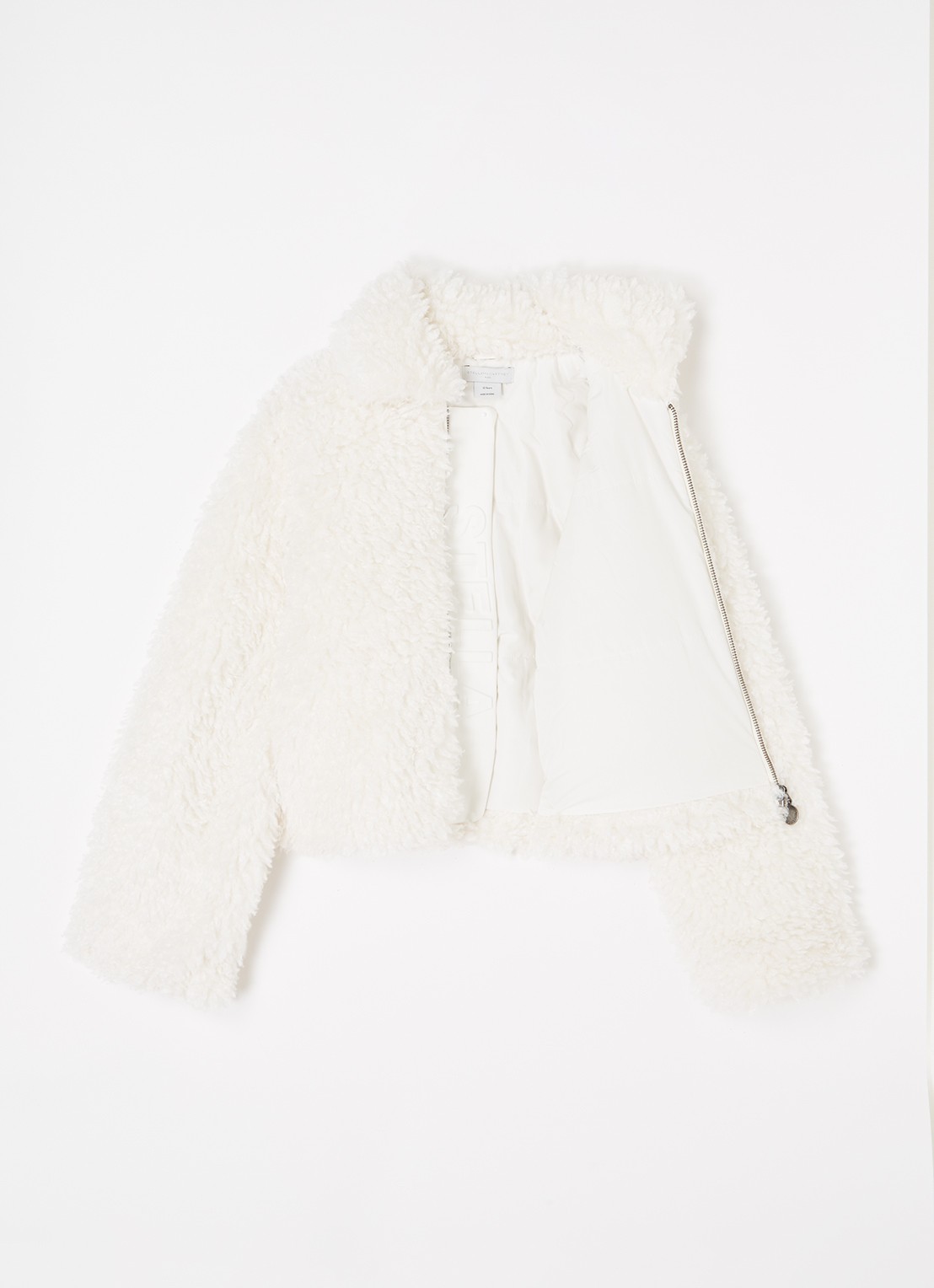 Stella McCartney Teddy jas met steekzakken - voorkant 3 gebroken wit