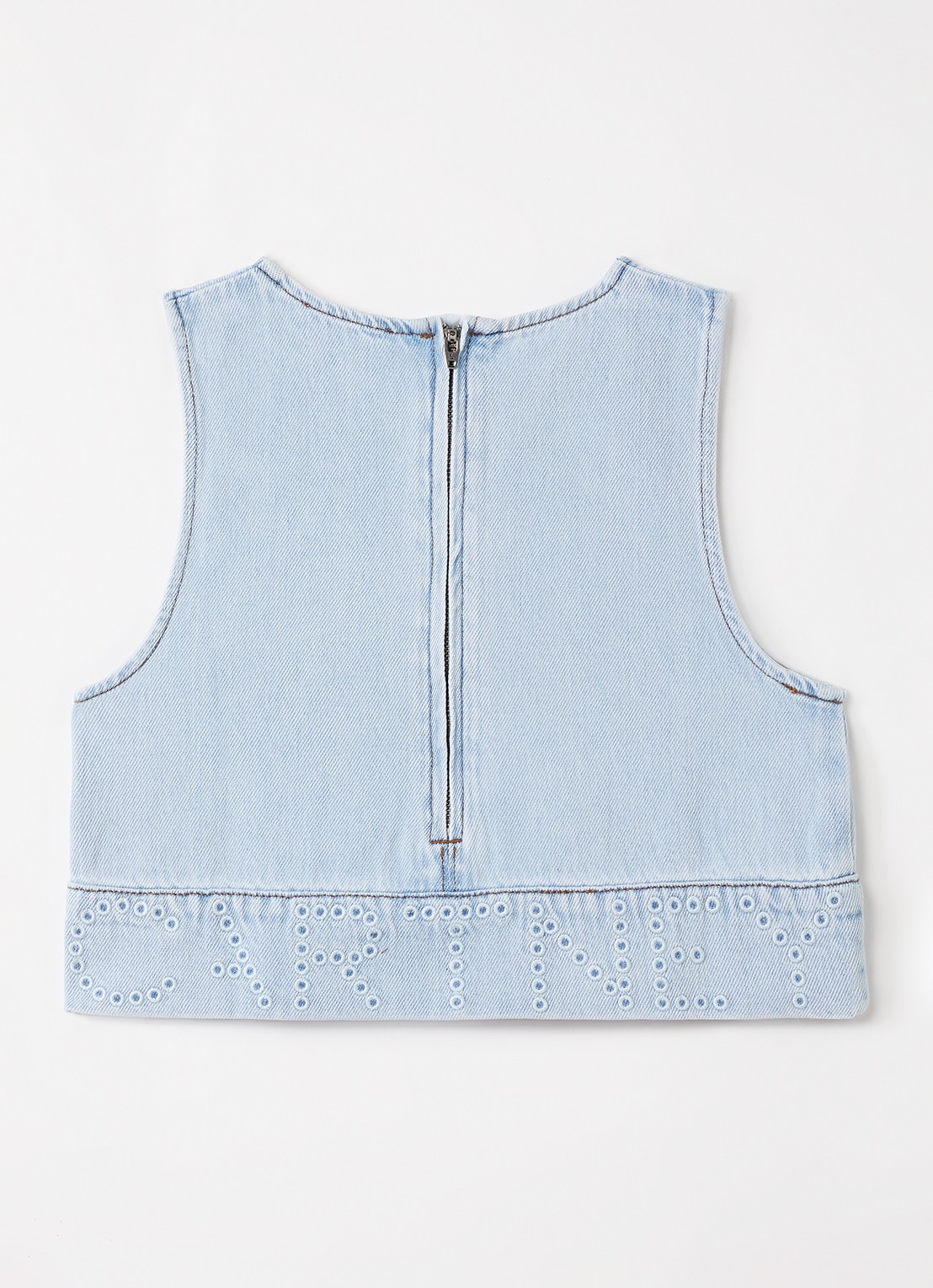 Stella McCartney Top van denim - voorkant 2 lichtblauw
