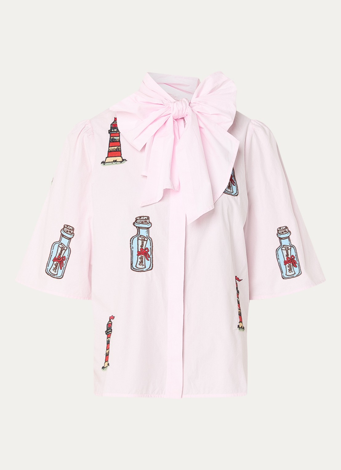 Stella Nova Blouse met borduring en gestrikt detail - voorkant 2 roze