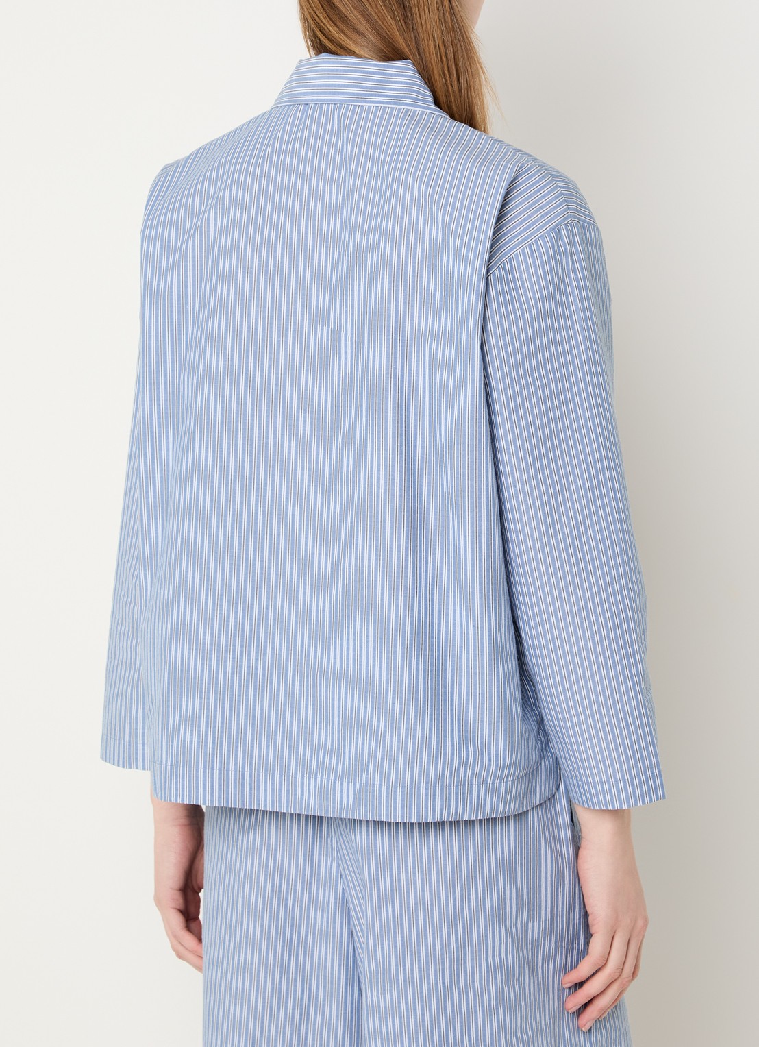 Stella Nova Blouse met streepprint - achterkant blauwgrijs