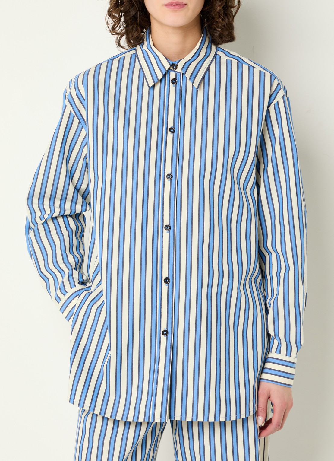 Stella Nova Blouse met streepprint - detail 4 blauw
