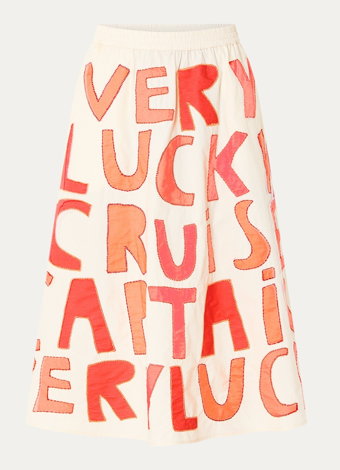 Stella Nova Cruise midi rok met borduring - voorkant 2 oranjerood