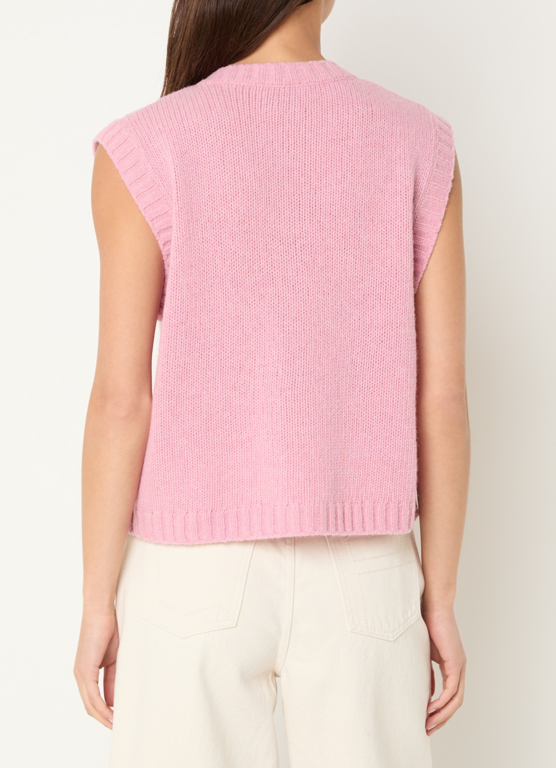Stella Nova Grofgebreid gilet met logo - achterkant roze