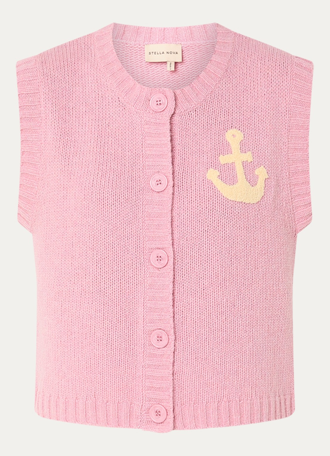 Stella Nova Grofgebreid gilet met logo - voorkant 2 roze