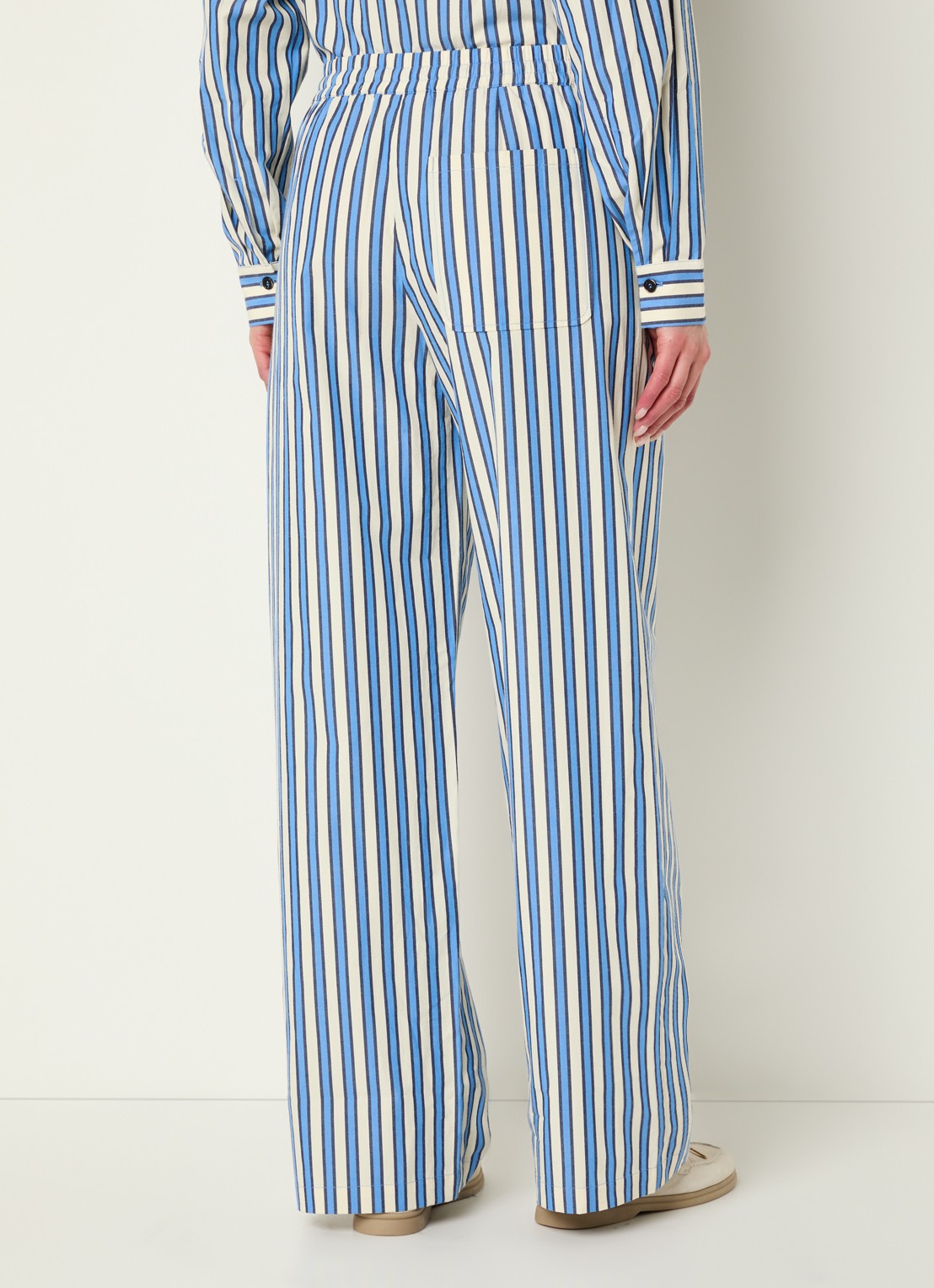 Stella Nova High waist loose fit broek met streepprint - achterkant 4 blauw