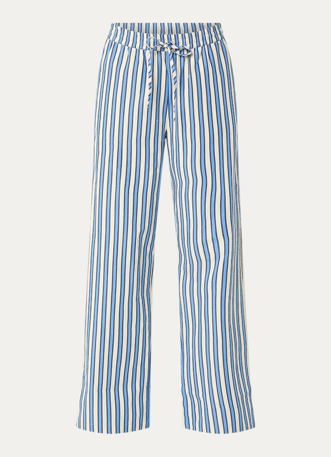 Stella Nova High waist loose fit broek met streepprint - voorkant 2 blauw
