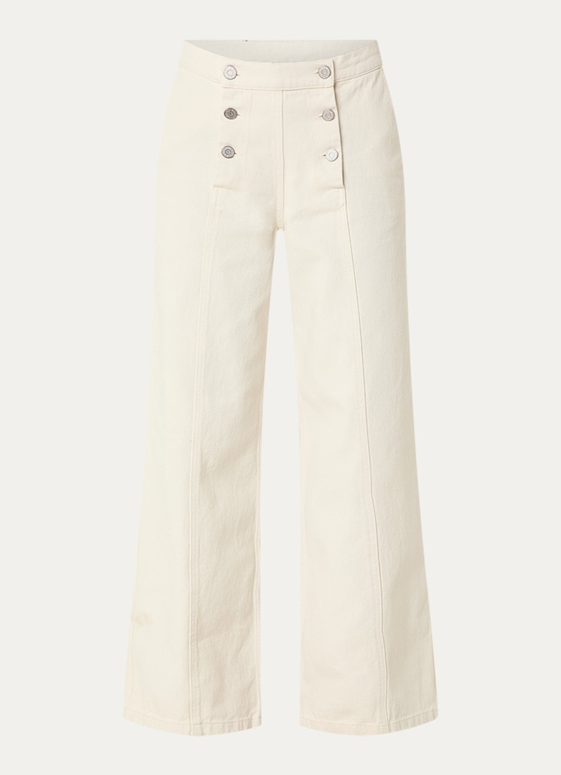 Stella Nova High waist wide leg jeans met gekleurde wassing - voorkant 2 gebroken wit