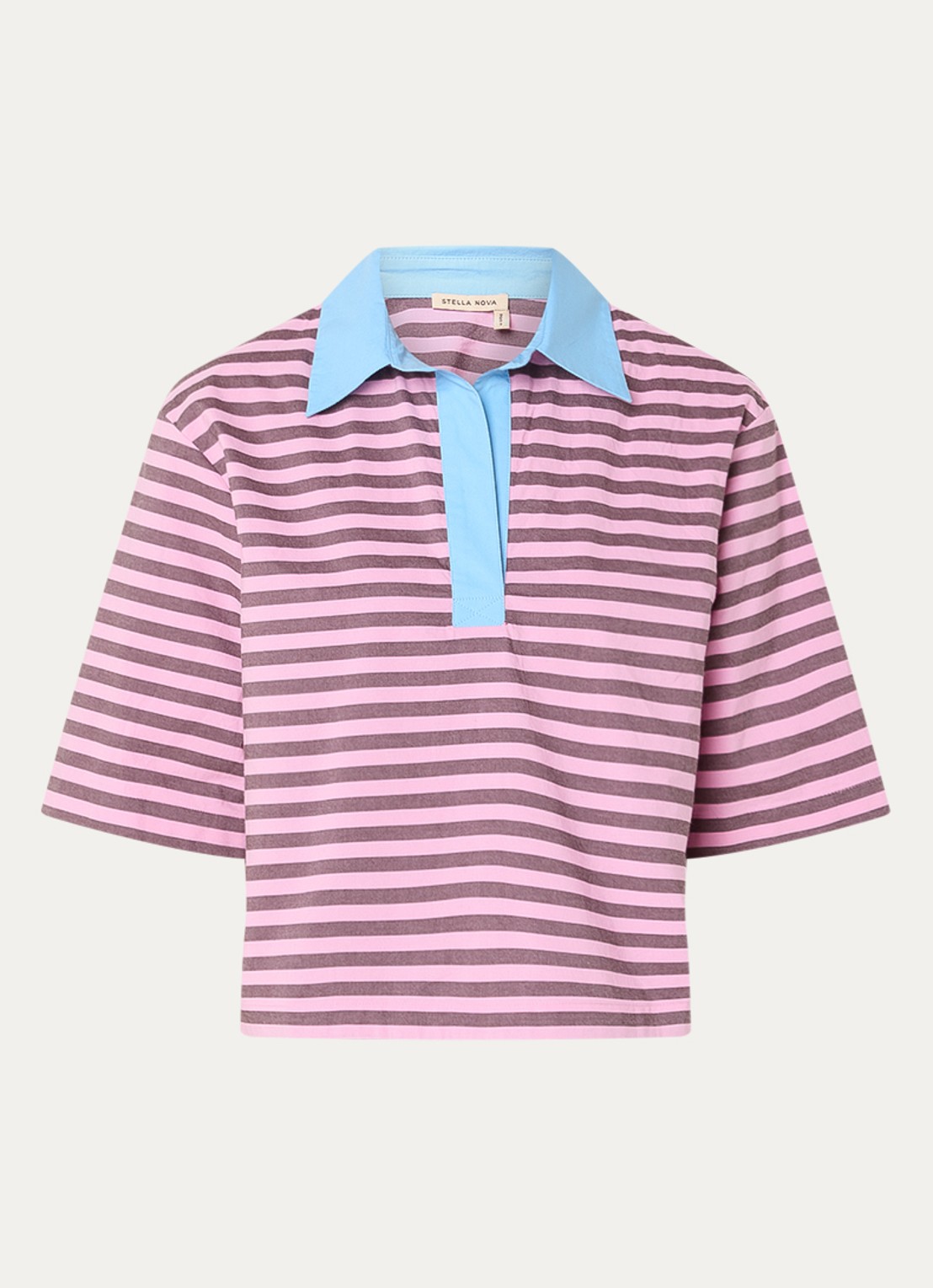Stella Nova Polo met streepprint - voorkant paars