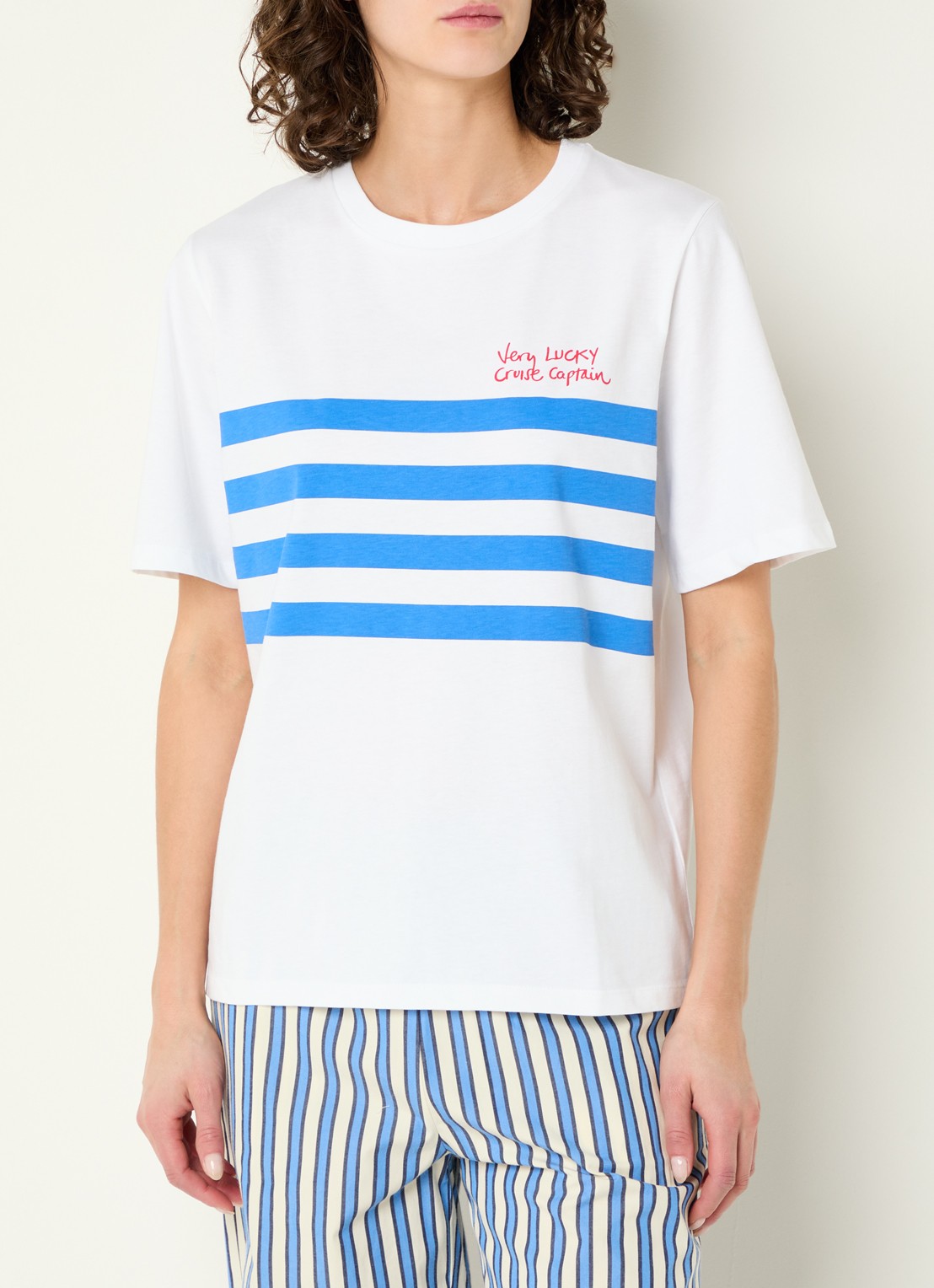 Stella Nova T-shirt met streepprint - detail 4 wit