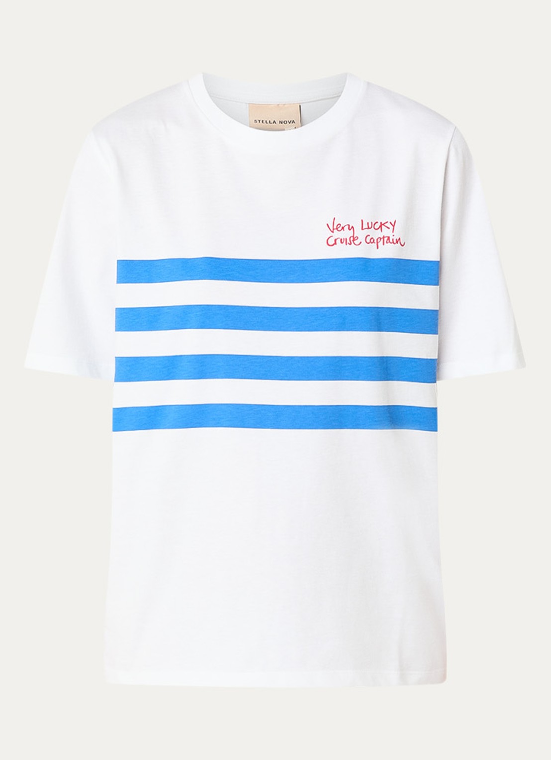 Stella Nova T-shirt met streepprint - voorkant wit