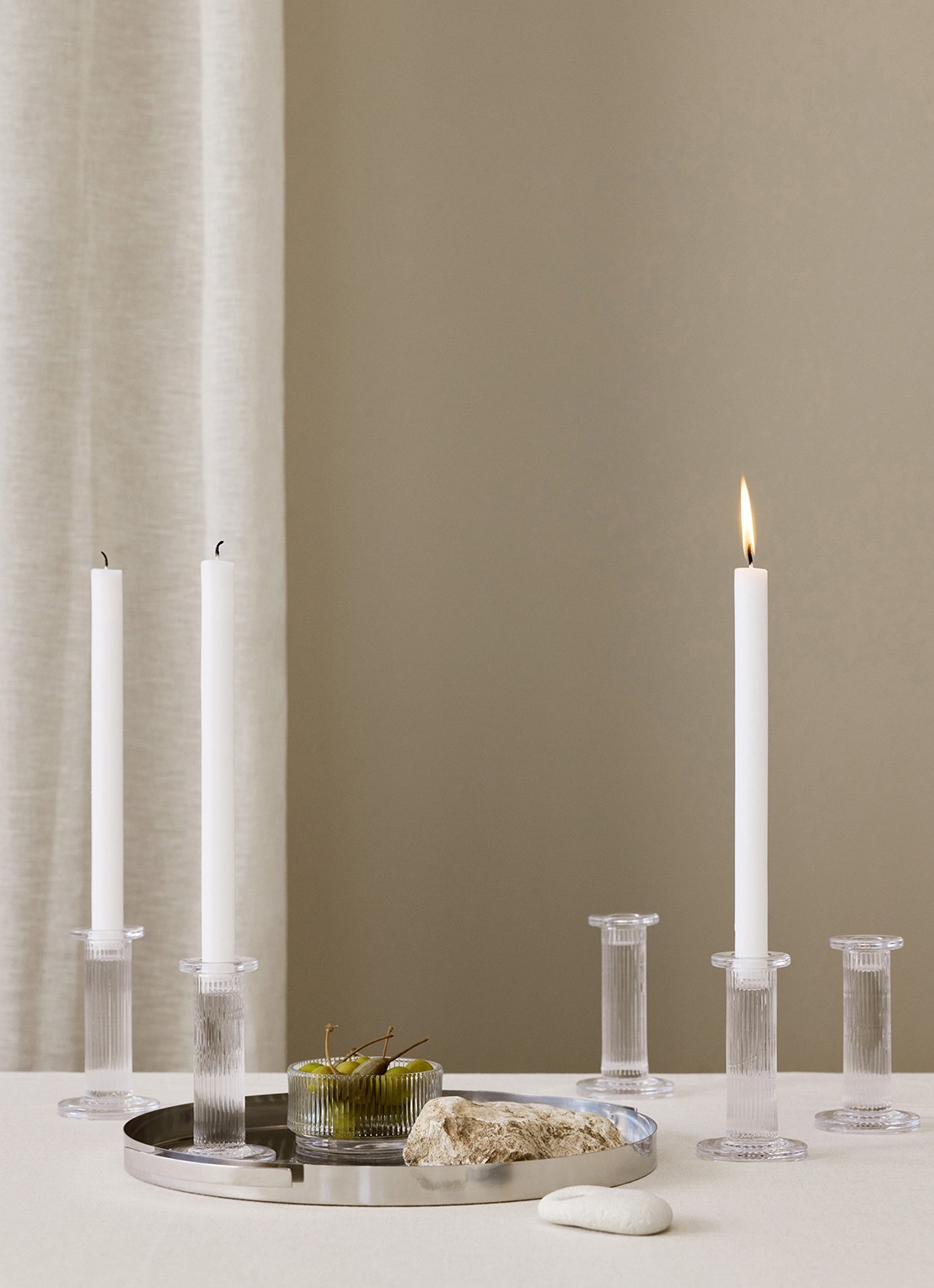 Stelton Pilastro kandelaar 13 cm set van 2 - voorkant 2 transparant