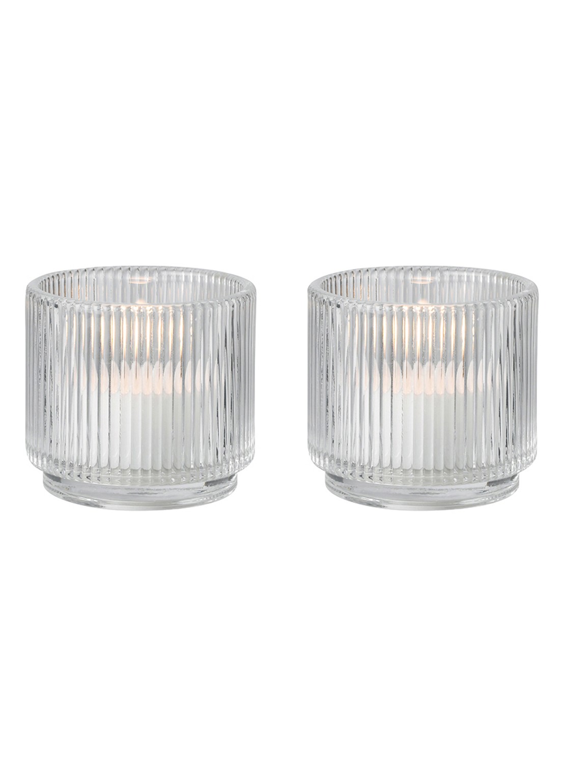Stelton Pilastro waxinelichthouder 6 cm set van 2 - voorkant 3 transparant