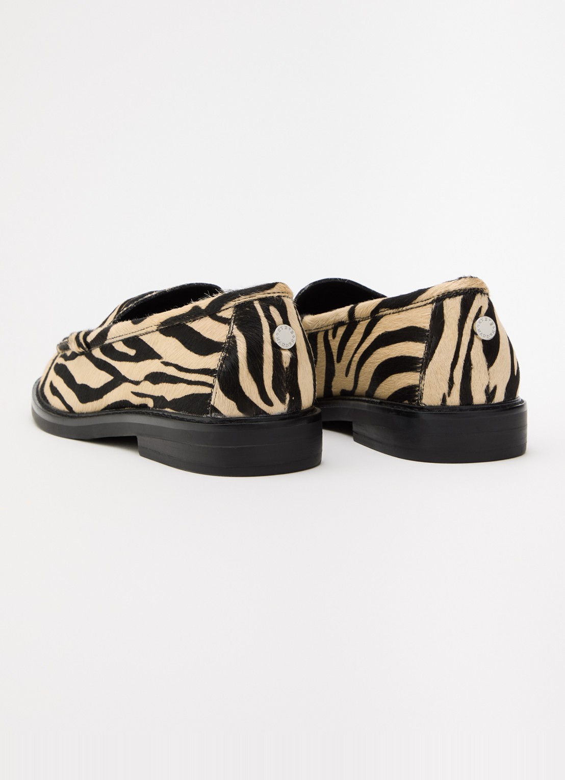 Steve Madden Adison-A loafer van leer met zebraprint - achterkant 5 creme