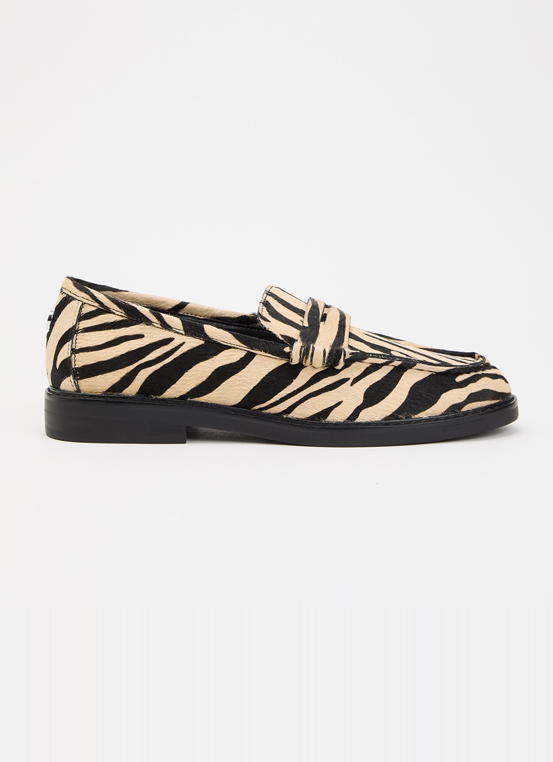 Steve Madden Adison-A loafer van leer met zebraprint - voorkant creme