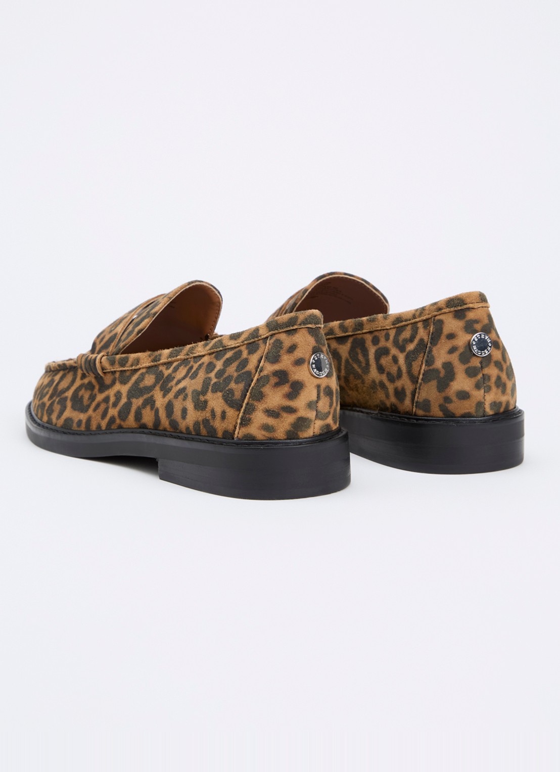Steve Madden Adison loafer van suède met panterprint - achterkant beige