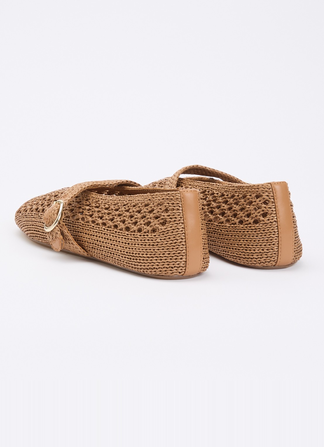 Steve Madden Alara ballerina met gebreid bovenwerk - achterkant camel