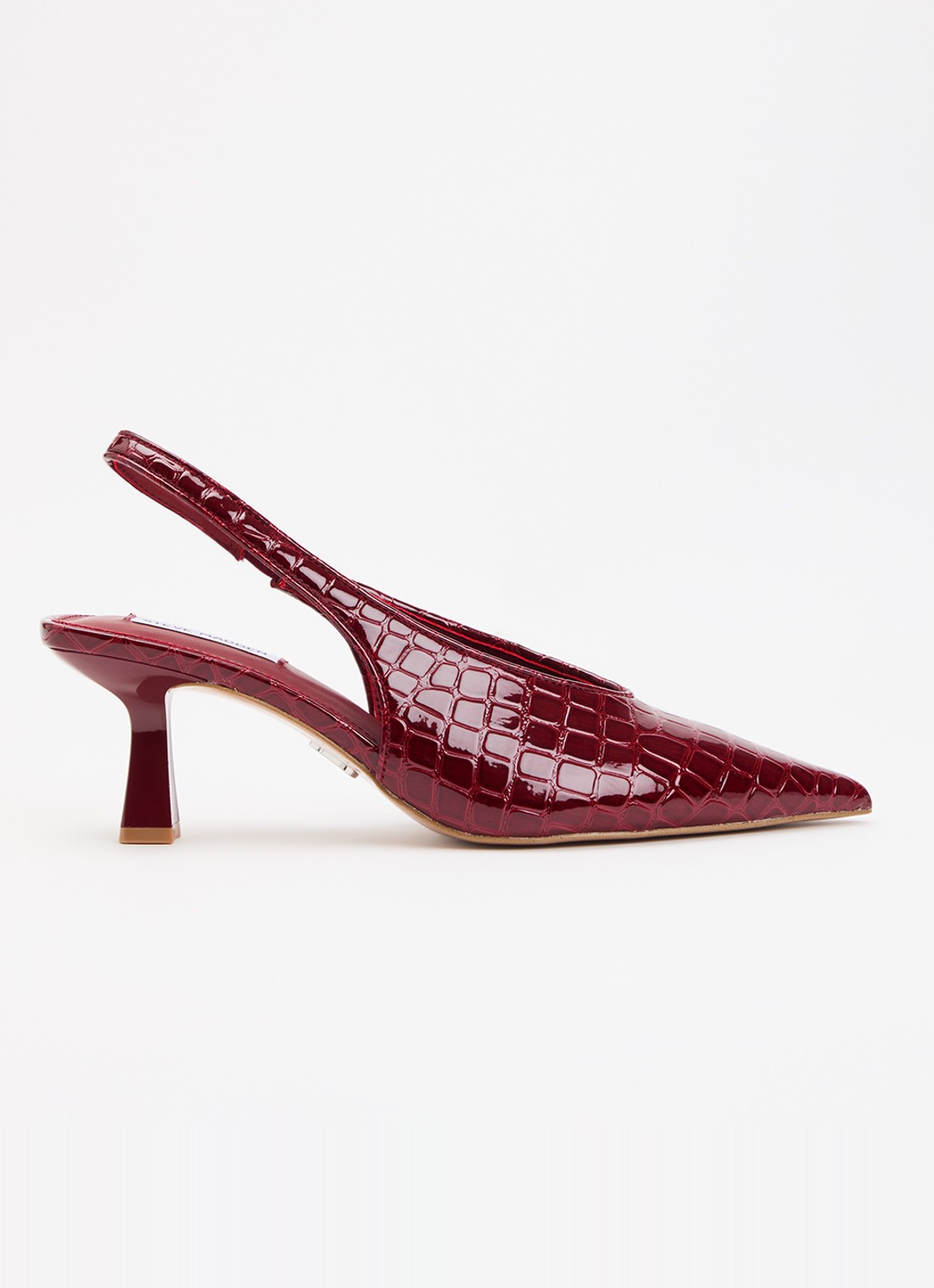 Steve Madden Alari slingback met crocostructuur  - voorkant bordeauxrood