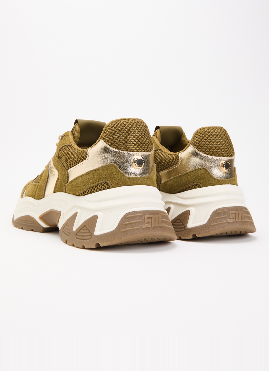 Steve Madden Ample sneaker met suède details - achterkant khaki