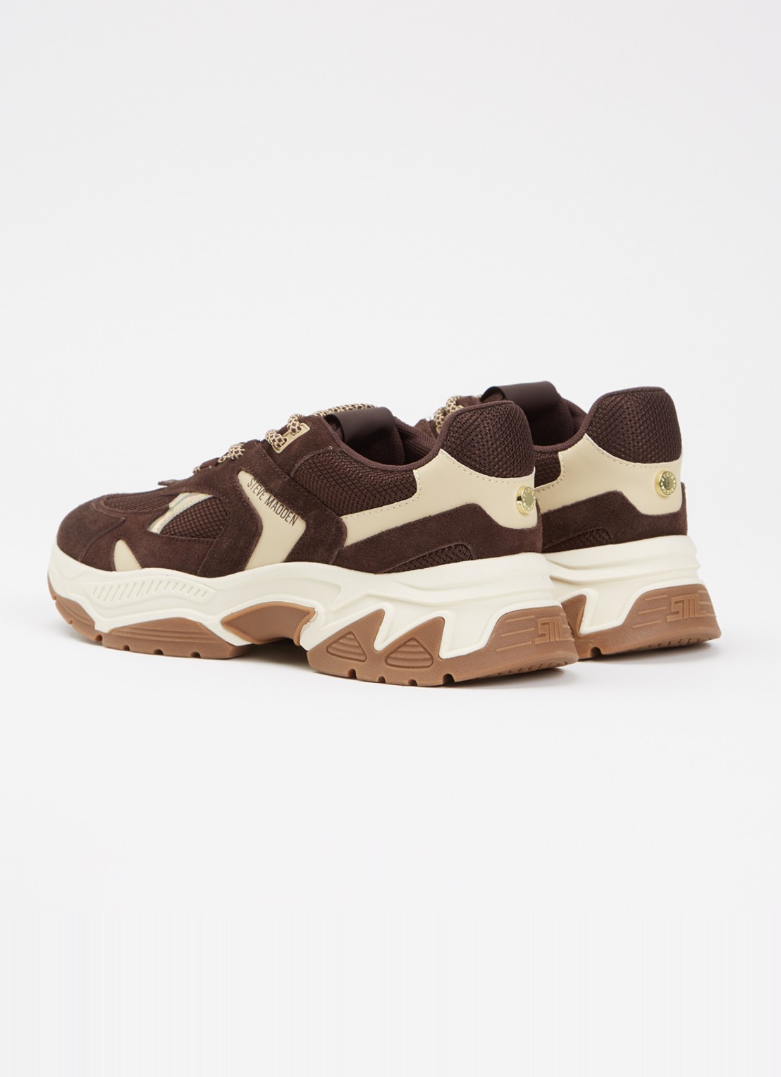 Steve Madden Ample sneaker met suède details - achterkant 6 donkerbruin