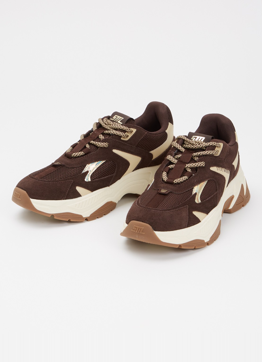 Steve Madden Ample sneaker met suède details - detail 3 donkerbruin
