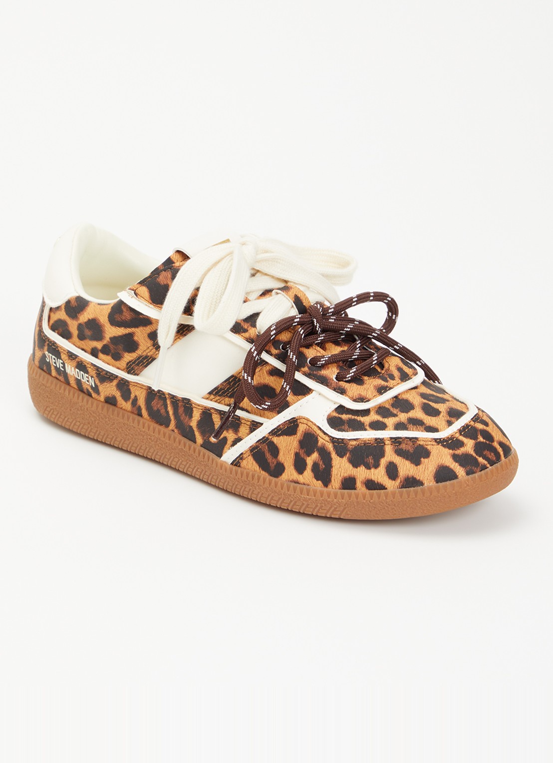 Steve Madden Augustine sneaker met panterprint - voorkant camel