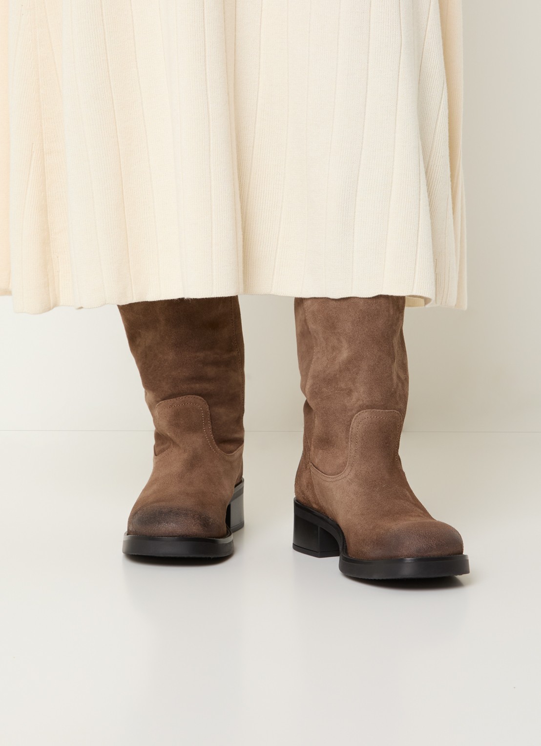 Steve Madden Banner laars van suède - voorkant 2 lichtbruin