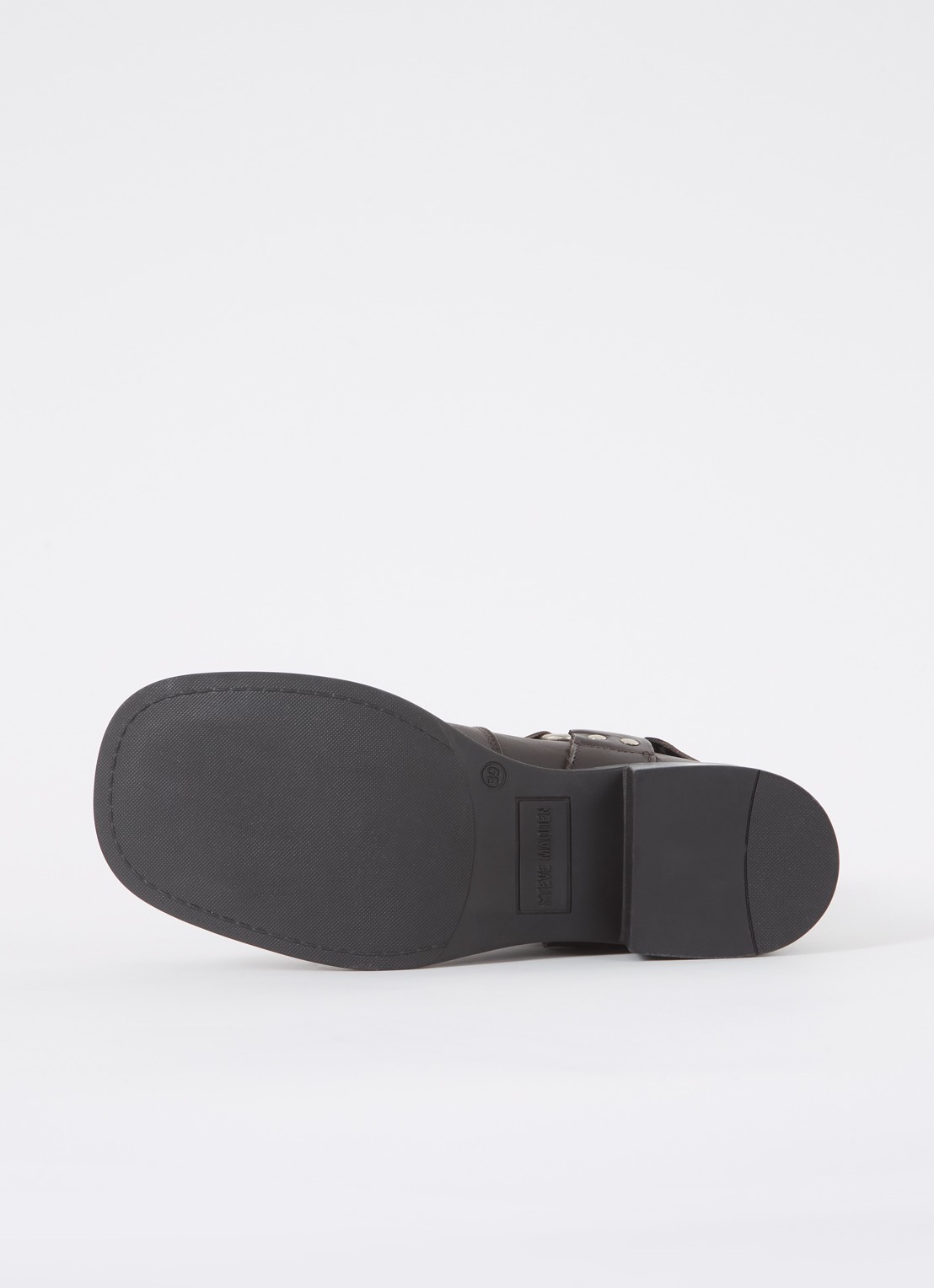 Steve Madden Beau biker boot van leer met gespdetail - detail 4 antraciet