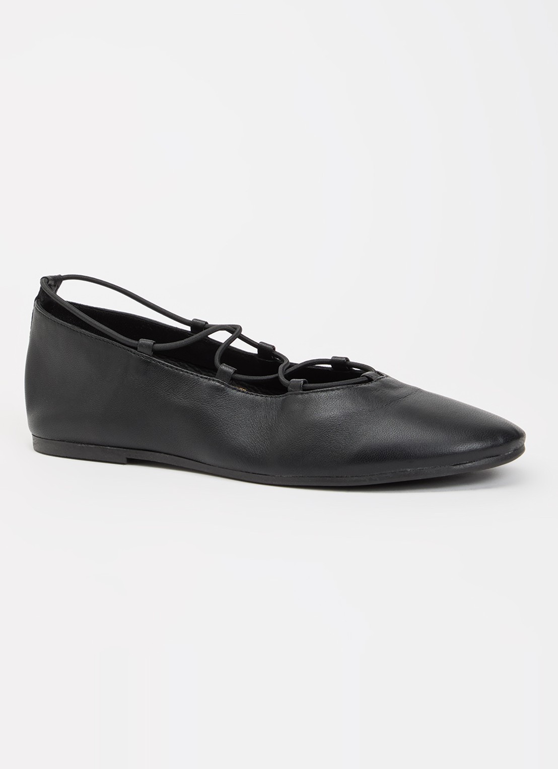 Steve Madden Bombshell ballerina van leer - voorkant 5 zwart