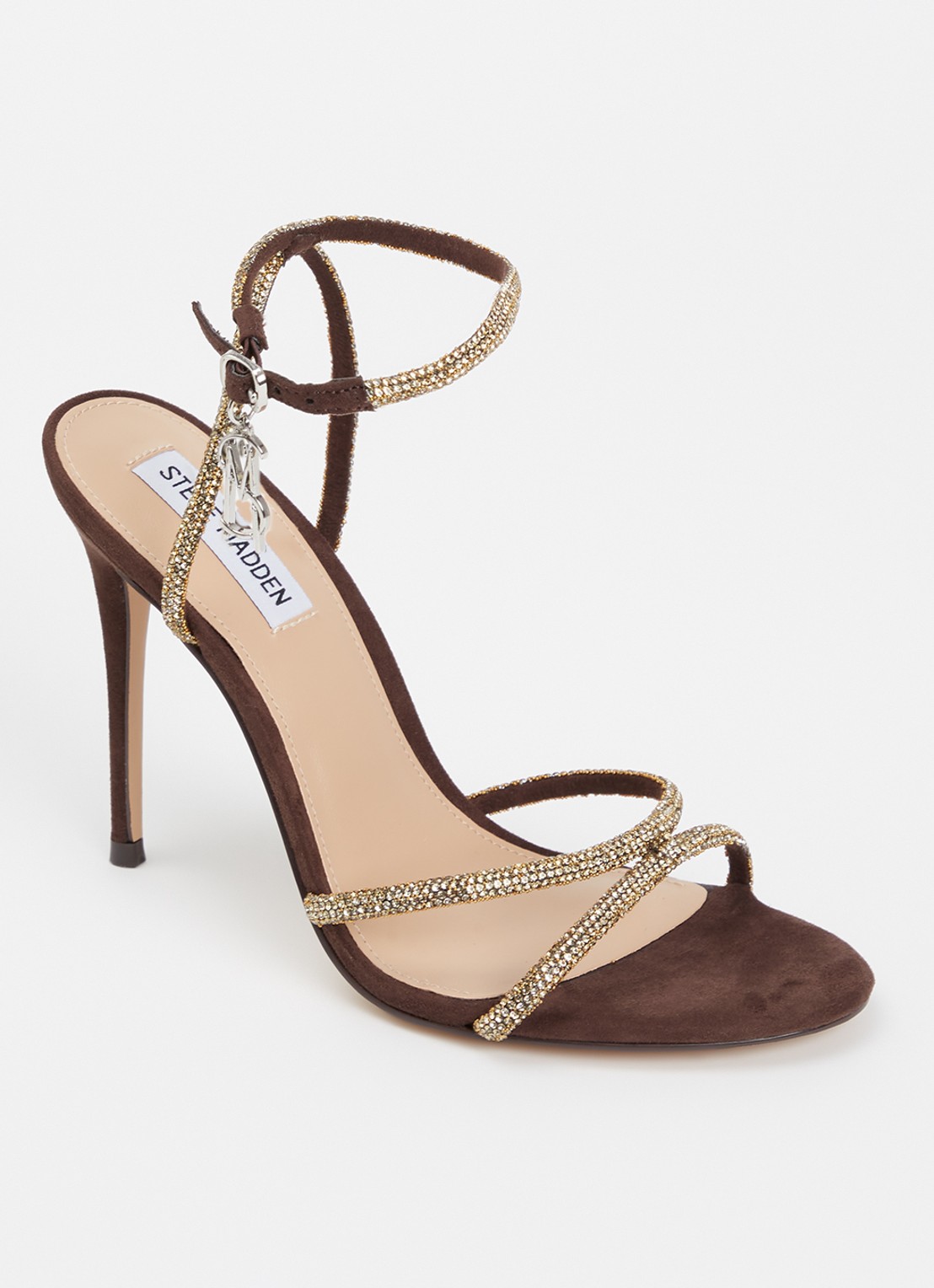 Steve Madden Bryanna sandalette met strass - voorkant 6 bruin