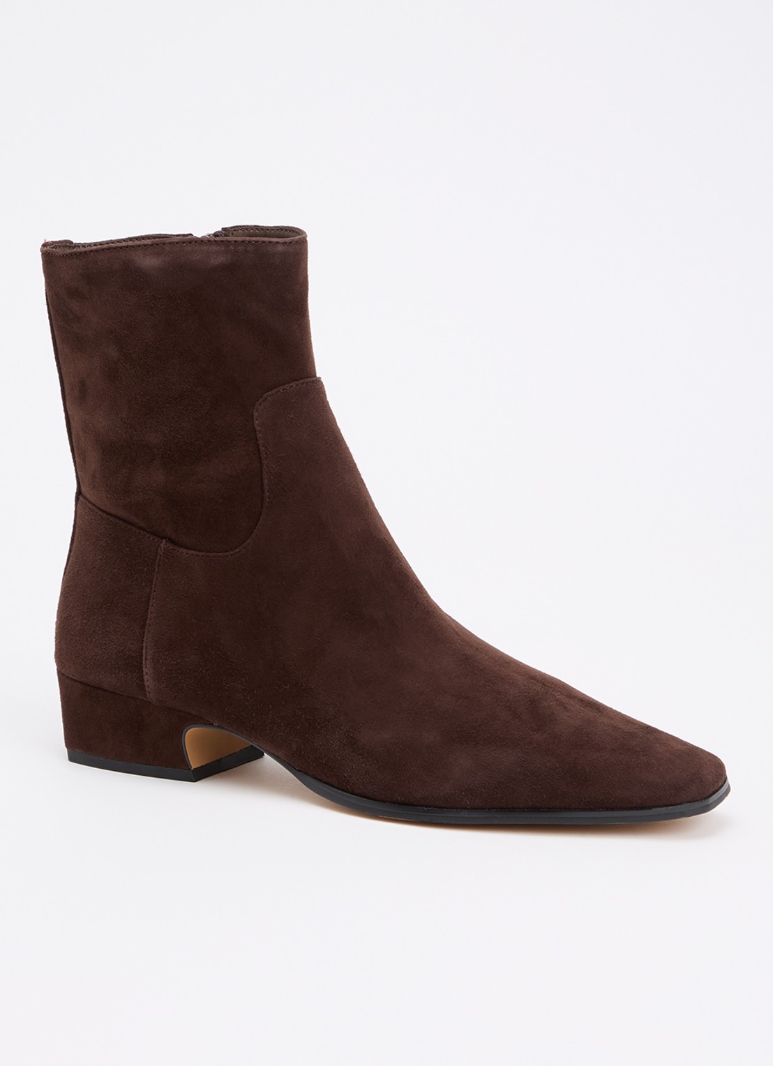 Steve Madden Dusty enkellaarsje van suède - voorkant 4 donkerbruin