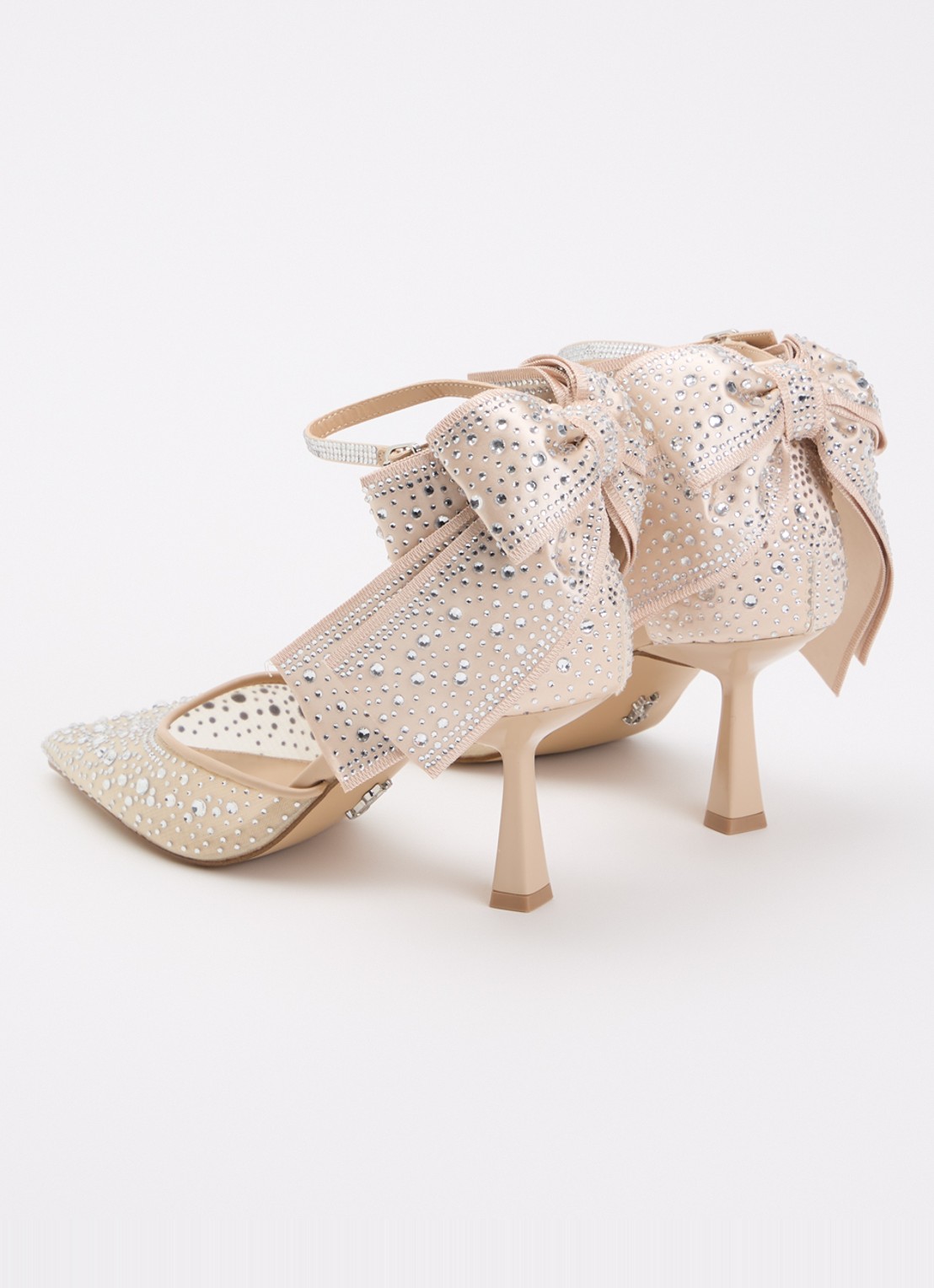 Steve Madden Fiorela-mr pump met strass en strikdetail - achterkant beige