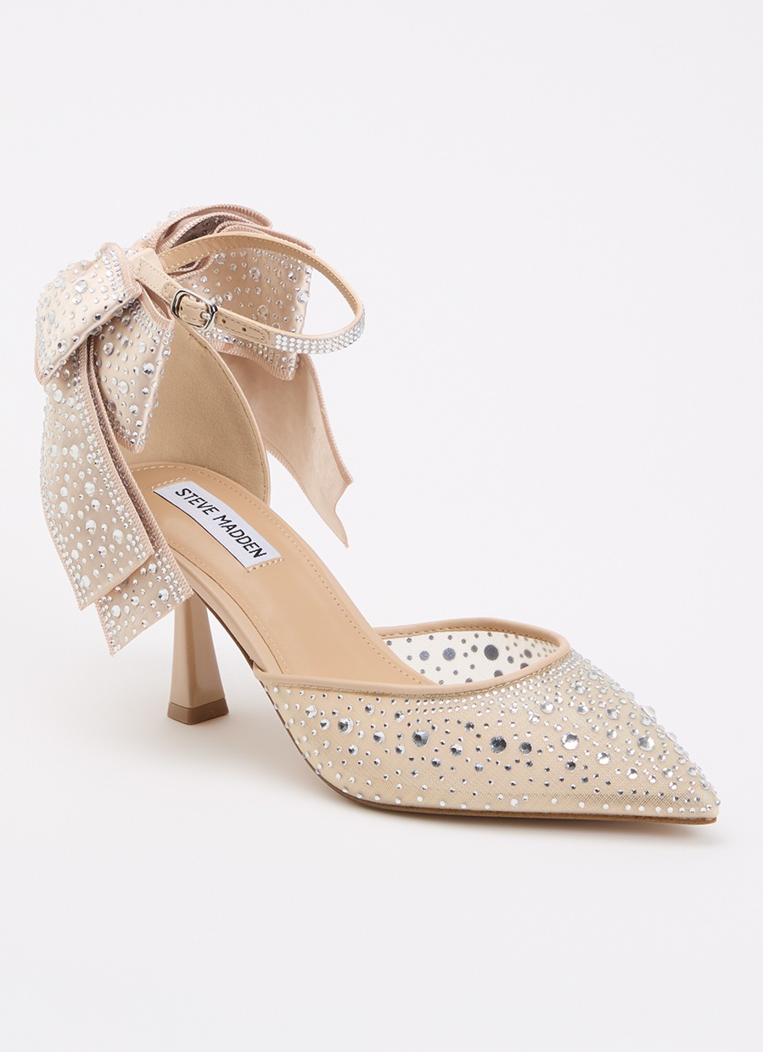 Steve Madden Fiorela-mr pump met strass en strikdetail - voorkant 5 beige