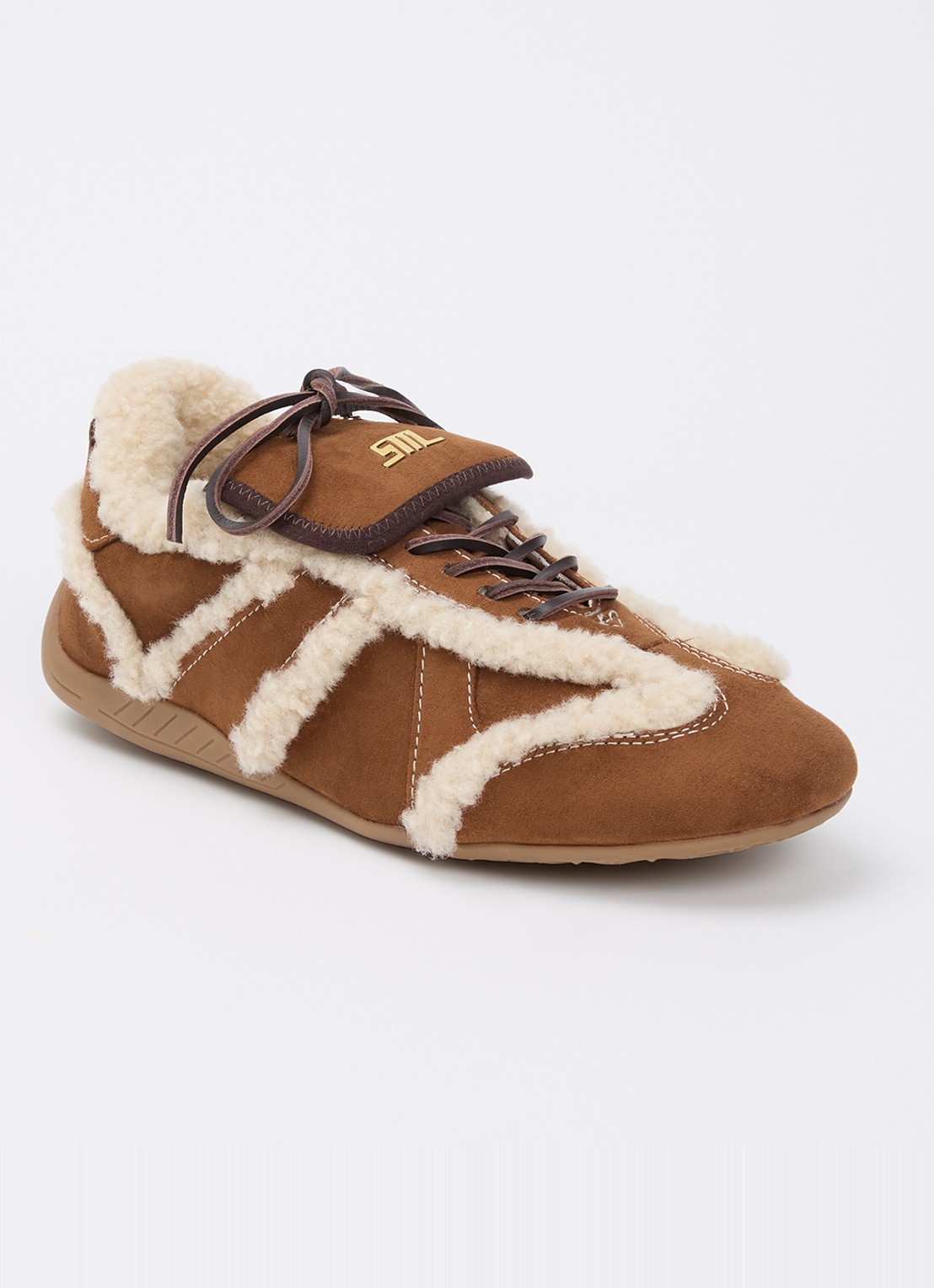 Steve Madden Freezone sneaker met details van imitatiebont - voorkant 4 bruin