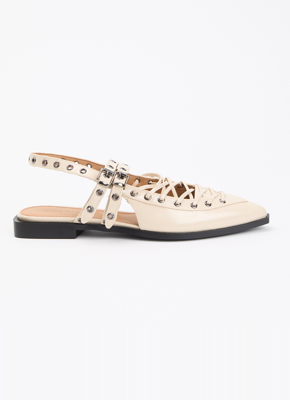 Steve Madden Galanti slingback van leer met lakfinish - voorkant 2 beige