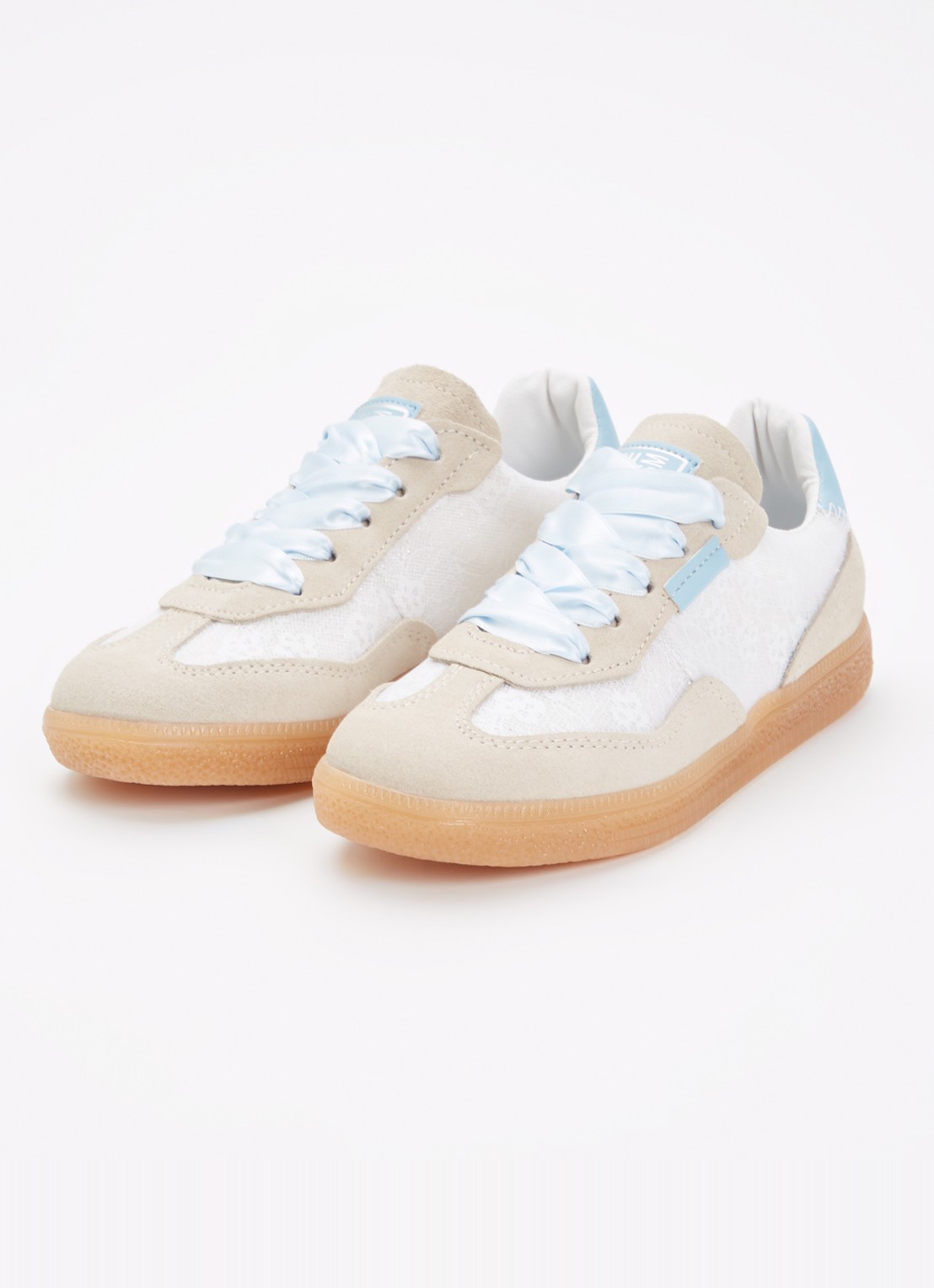 Steve Madden Jemporia sneaker met suède details - voorkant 2 beige