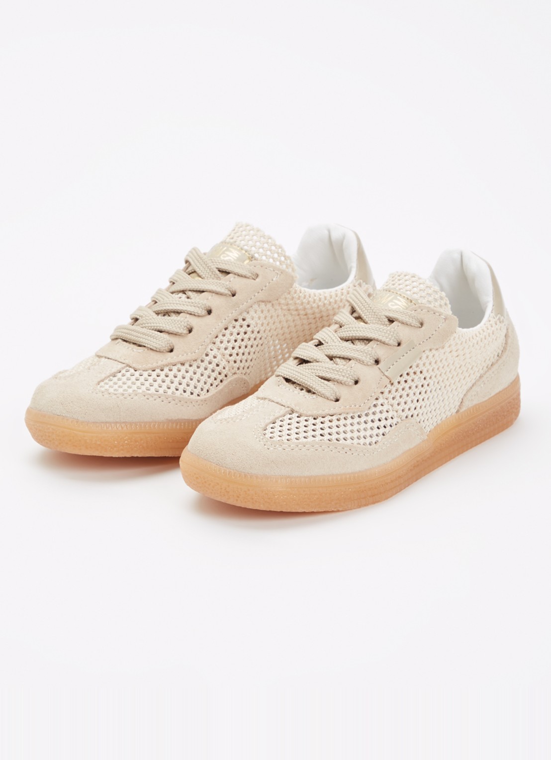 Steve Madden Jestella sneaker met suède details - voorkant 4 beige